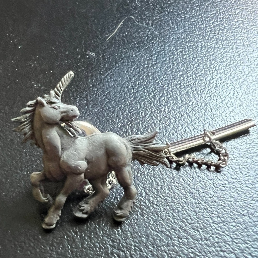 JJ Vintage Unicorn Lapel Pin Pewter Tie Tack Mythical Fantasy Horse Collectible